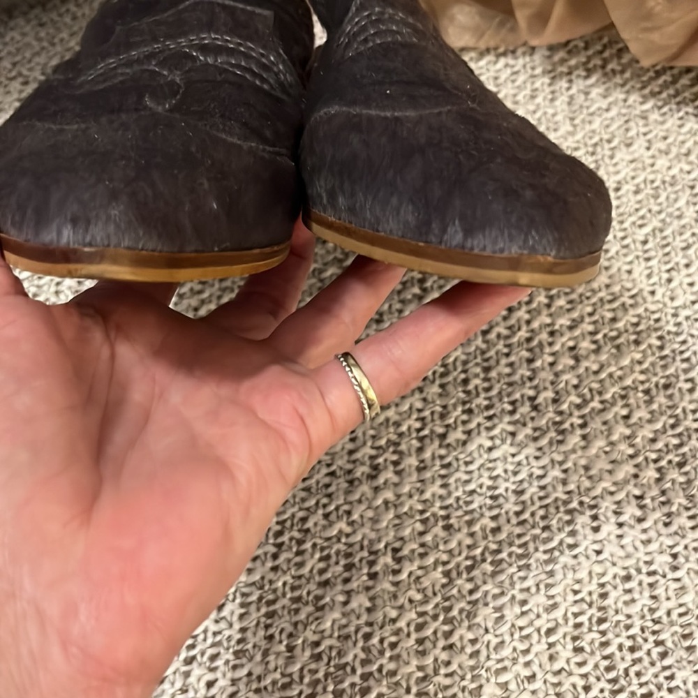 Mi.iM Leather With Gray Faux Calf Pony Hair Mule Slide Shoe Sz 7 - Picture 7 of 14